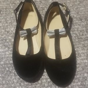 Gymboree Black Velvet T-Strap Flats Size 3